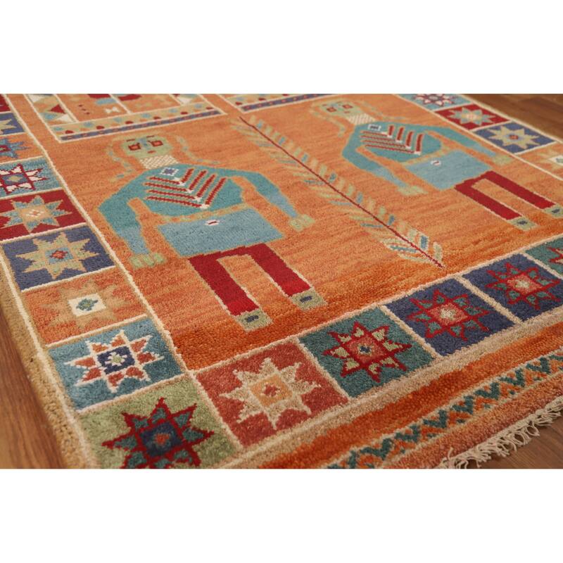 Hand Knotted Oriental 100% Wool Carpet Traditional Tribal Oranges & Rust Heriz (serapi) Runner Rug - 10' 3'' X 4' 0''