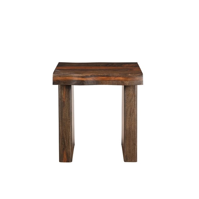 HomeRoots 23" Dark Brown And Brown Wood Solid Wood Square End Table - 21' X '23' X '21