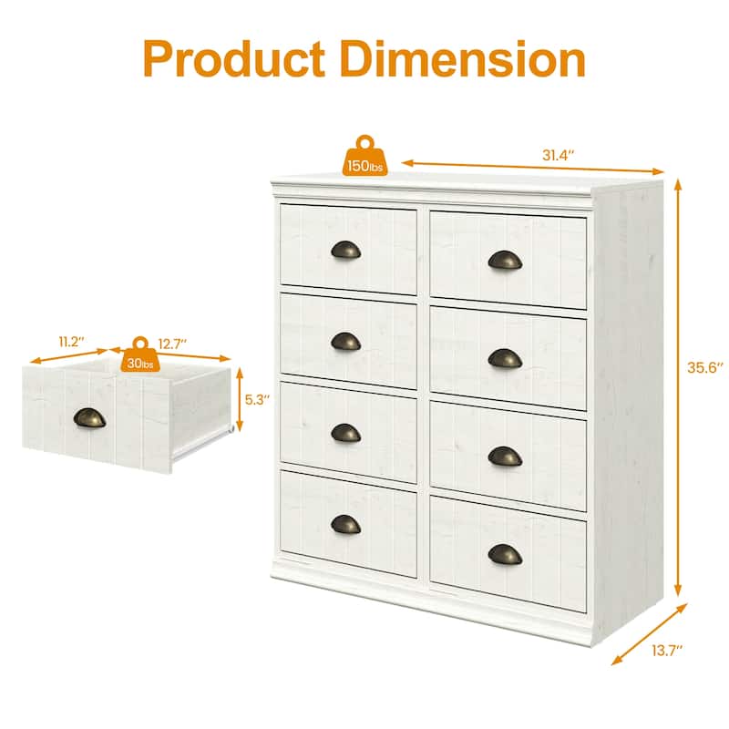 2-Piece 4-Drawer Dresser for Bedroom