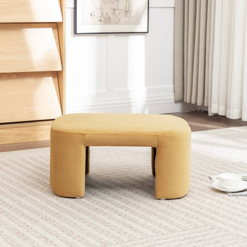 SEYNAR Modern Velvet Rectangle Accent Ottoman - Yellow