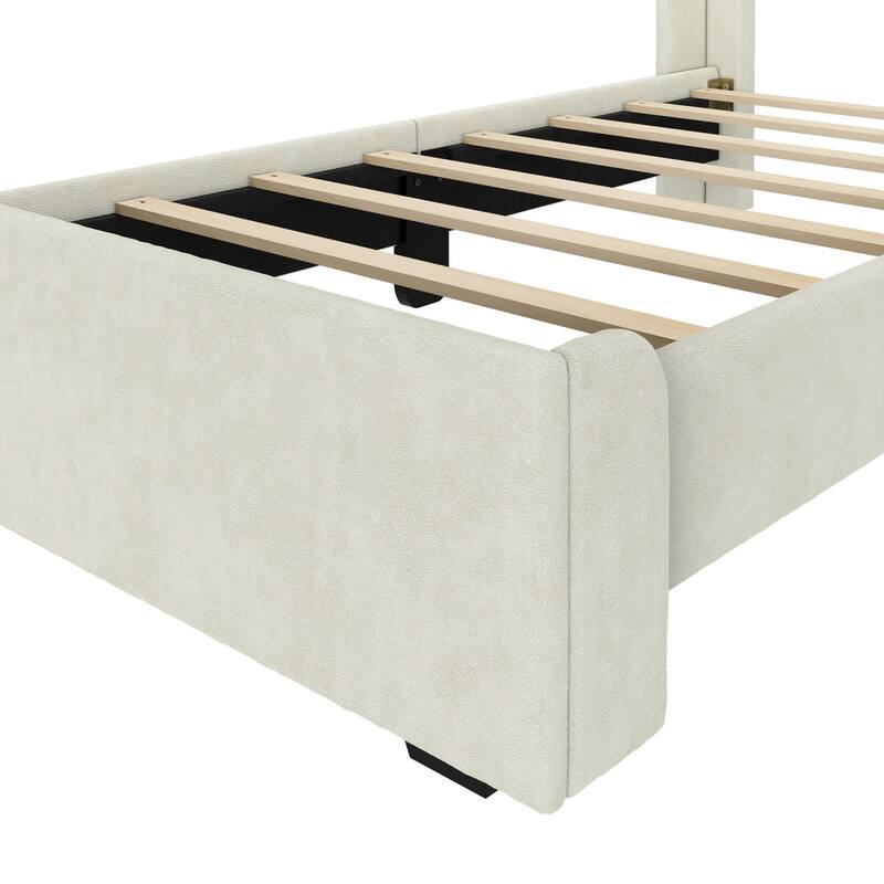 Max and Lily Twin-Size Upholstered Bed with Rectangular Headboard