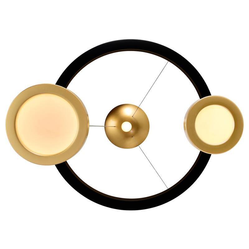 Deux Lunes Integrated LED 37in Sun Gold & Black Chandelier - Sun Gold/Pearl Black