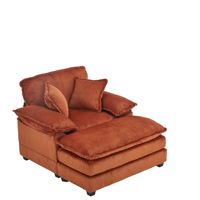 Corduroy Single Sofa With 2 Pillows