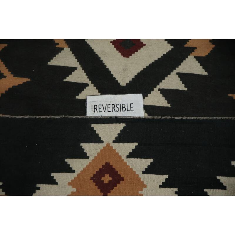 Hand Woven Oriental 100% Wool Carpet Southwestern Tribal Black Kilim Area Rug - 15' 3'' X 10' 0''