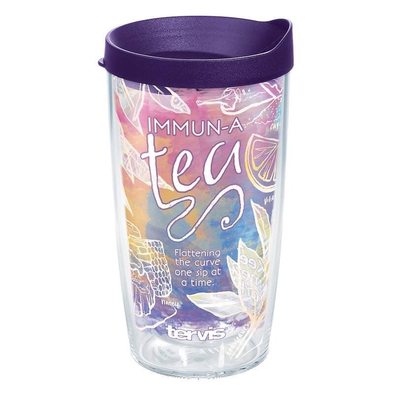 Tervis Immuna Tea Made in USA Double Walled Insulated Travel Tumbler, Clear - 16oz - 16oz