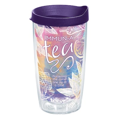 Tervis Immuna Tea Made in USA Double Walled Insulated Travel Tumbler, Clear - 16oz