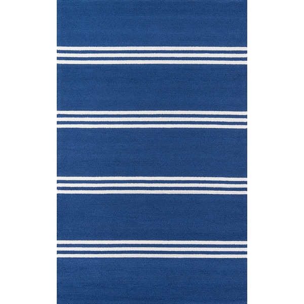 slide 2 of 25, Momeni Veranda Hand Hooked Contemporary Striped Indoor Outdoor Rug 2' x 3' - Maritime Blue