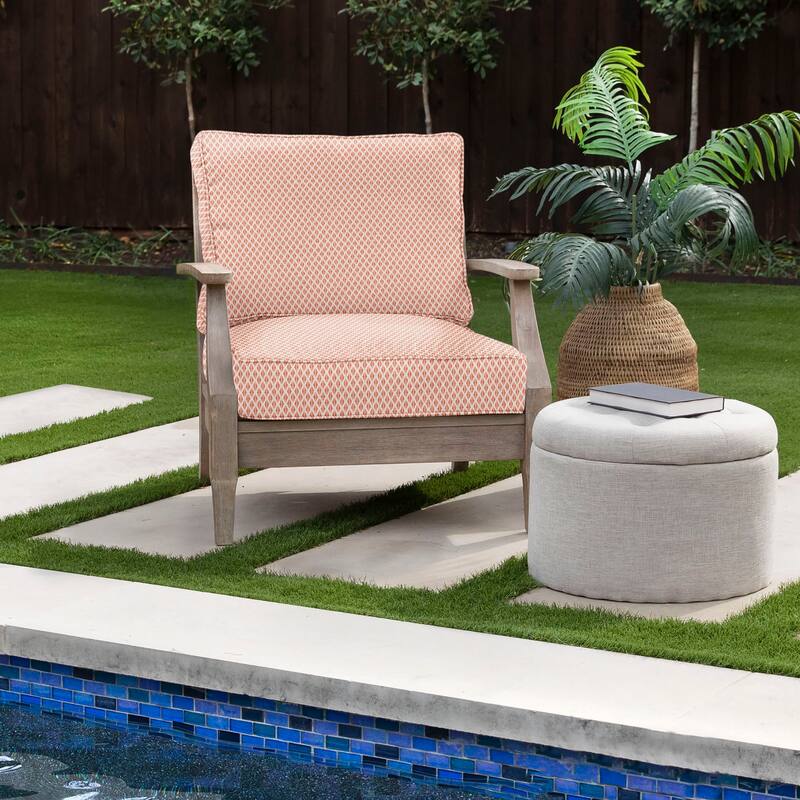 Sorra Home Sunbrella Outdoor Corded Chair Cushion - 22 in W x 22 in D x 4 in H - Detail Persimmon