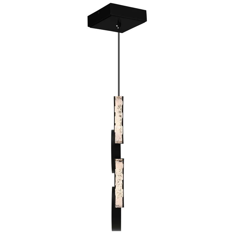 Moon Integrated LED 8in Black Mini Pendant with Handcrafted Glass