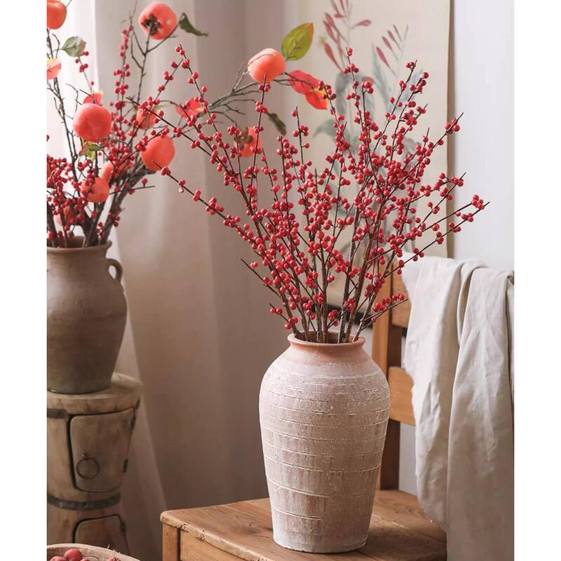 RusticReach Faux Red Winterberry Stem