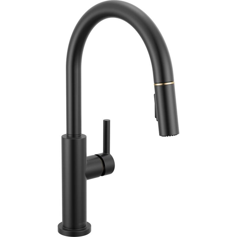 Delta 19867LF Nicoli 1.8 GPM Single Hole Pull Down Kitchen Faucet - Matte Black / Champagne Bronze