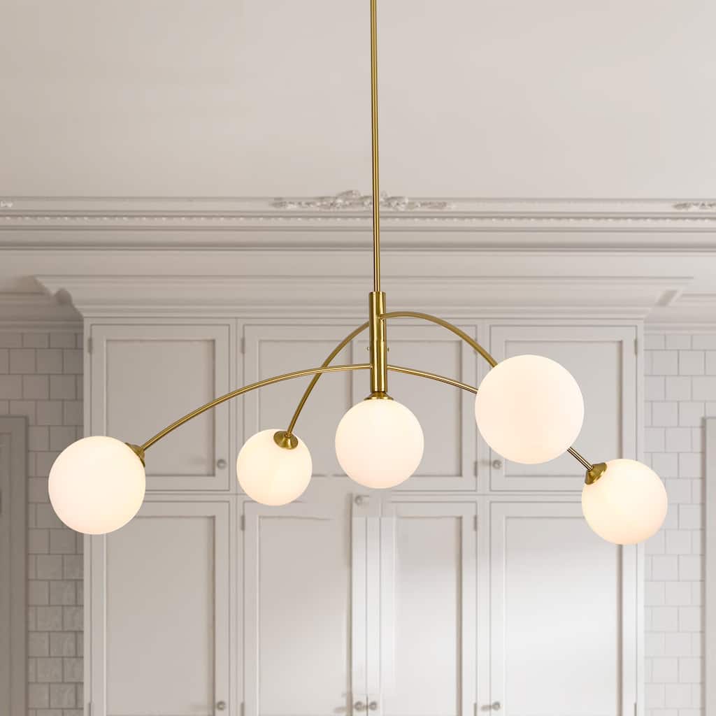 5 - Light Dimmable Modern Linear Globe Chandelier