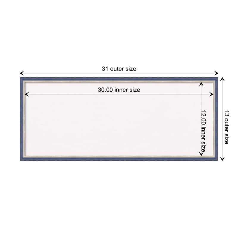 Theo Narrow Wood Framed White Corkboard Bulletin Board - Theo Blue Narrow - Board Size 30x12