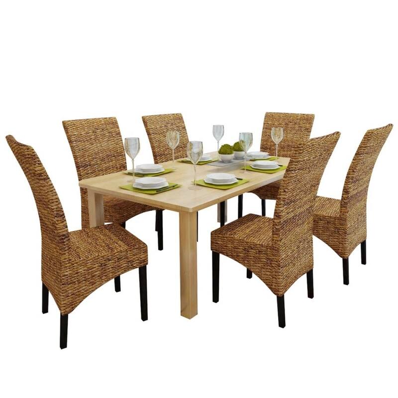 vidaXL Dining Chairs 2 pcs Abaca and Solid Mango Wood