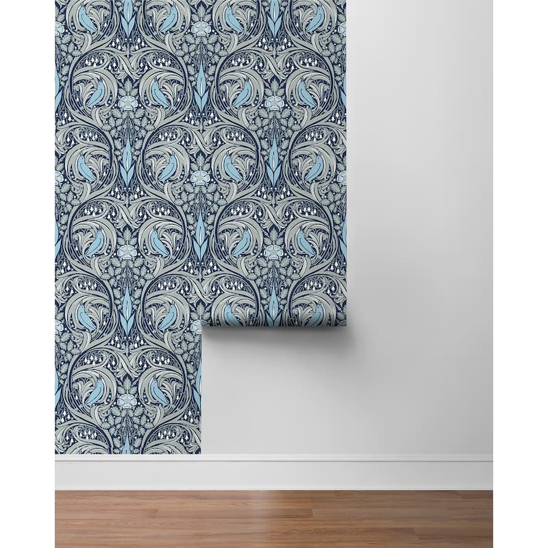 Seabrook Designs Bird Ogee Prepasted Wallpaper - 20.5 in. W x 33 ft. L