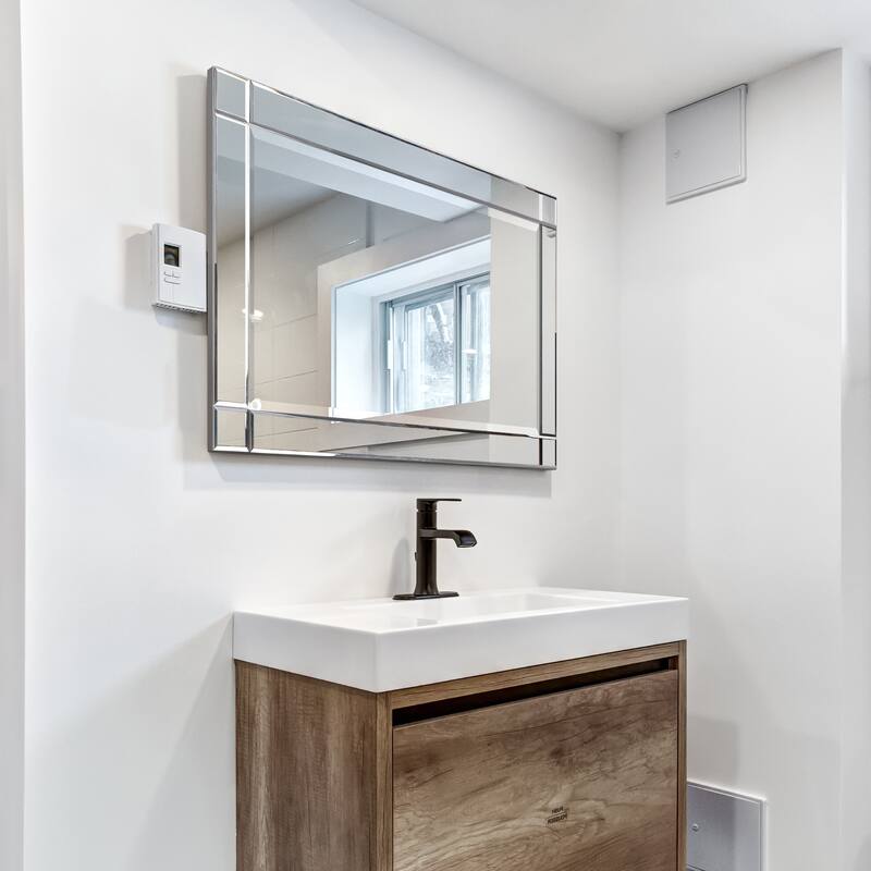 Framed Accent Modern Beveled Rectangle Wall Mirror 24 in. x 36 in. - Clear - 24 x 36