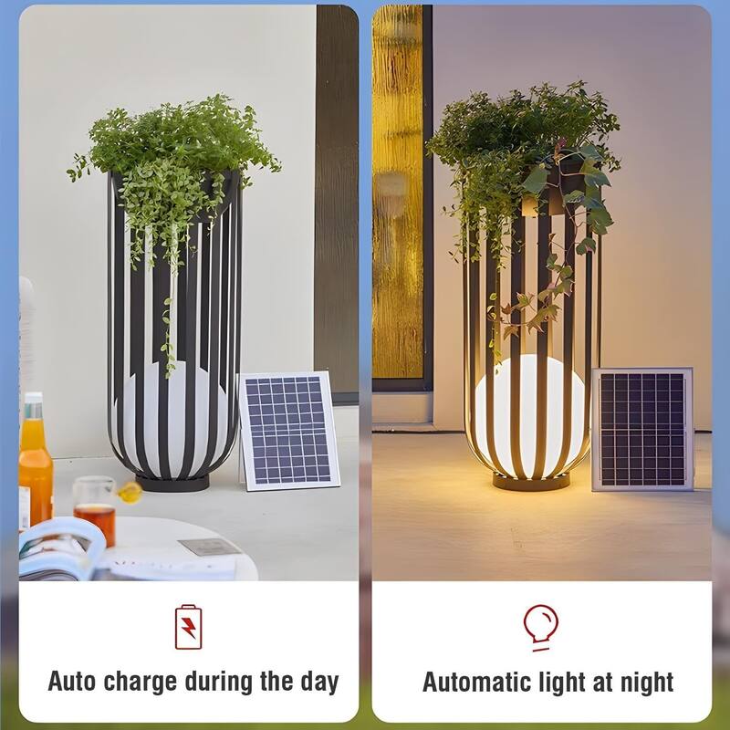 Solar Outdoor LED Floor Lamp with Plant Stand