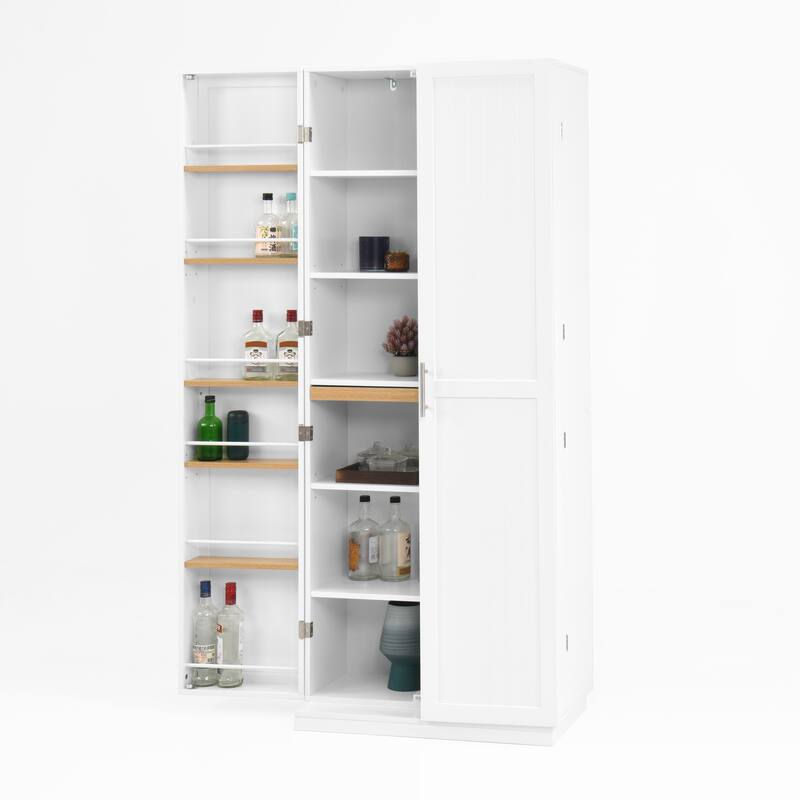Kitchen Pantry Storage Cabinet, Freestanding Kitchen Cupboards, Buffet Cabinet with Doors & Adjustable Shelves