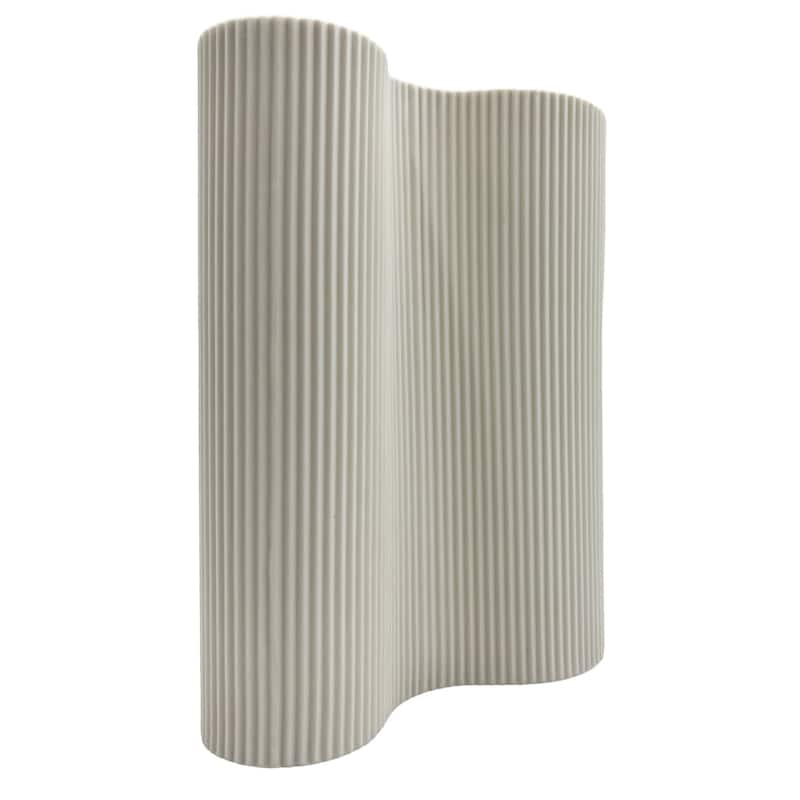 10 Inch Tall Modern White Ceramic Vase