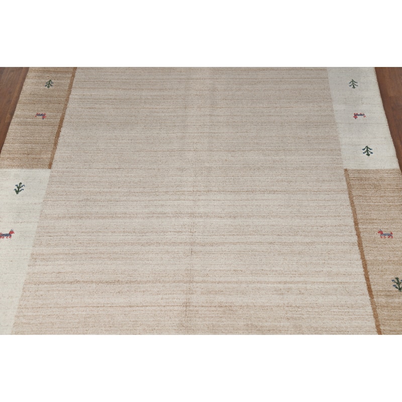 Tribal Gabbeh Indian Area Rug Hand-Knotted Wool Carpet - 5'6" x 7'8"