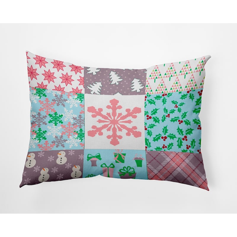 Quilted Christmas Accent Pillow - 14" x 20" - Pink Icing