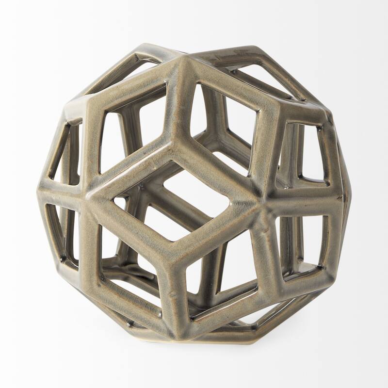 HomeRoots 7" White Ceramic Decorative Orb Tabletop Sculpture - 7"W x 7"D x 7"H
