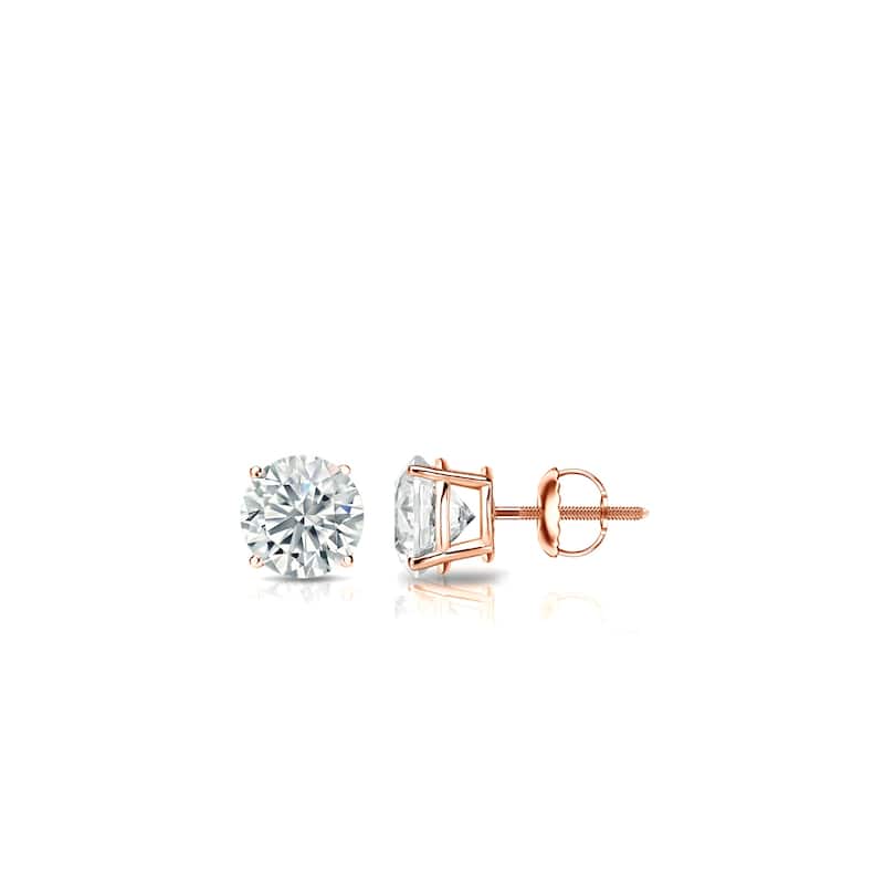 Auriya 14k Gold Lab Grown Round Diamond Stud Earrings 0.50 to 5.00 ct. tw. Screw-Back (F-G VS) - Rose - 0.50 ct. tw.