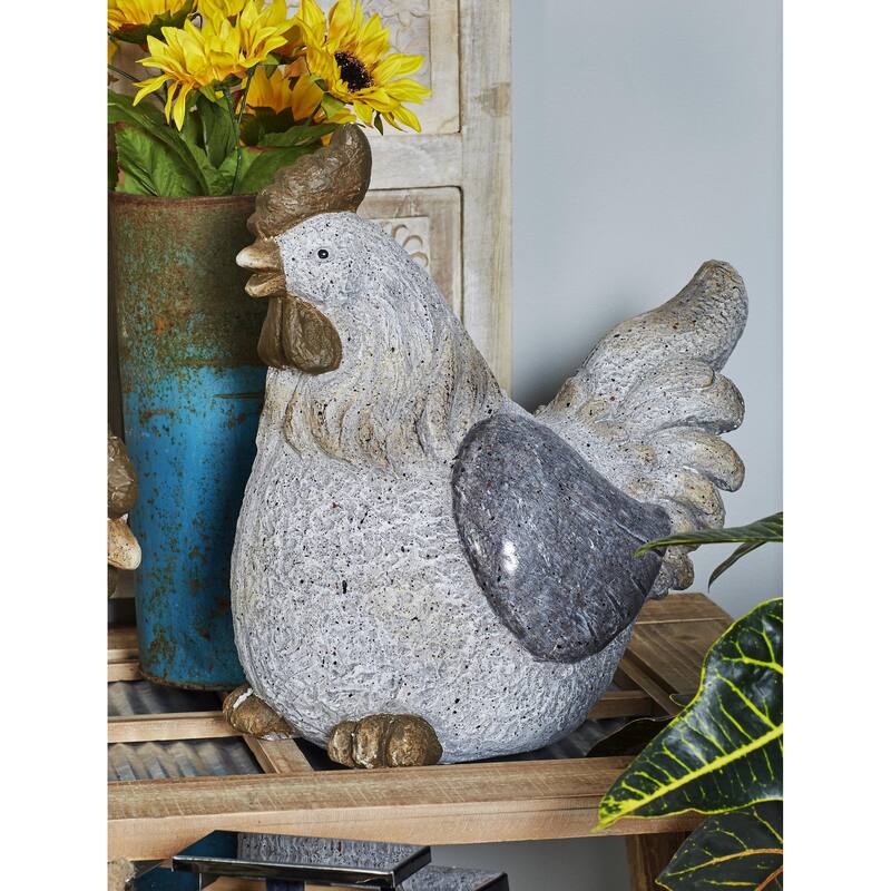 Polystone Chicken Indoor Outdoor Garden Sculpture - Gray - Roche River Decor