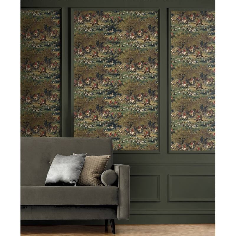 Harry & Grace Taunton Hunt Scene Premium Matte Non-Woven Peel and Stick Wallpaper