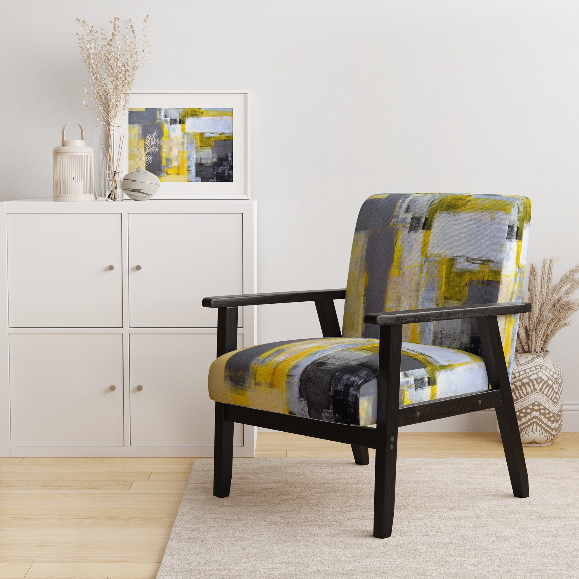 Yellow grey store accent chair
