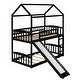 preview thumbnail 6 of 23, Modern Roof Design Twin over Twin Solid Pine Wood Bunk Bed with Full Length Guardrail, Side Ladder and Slide