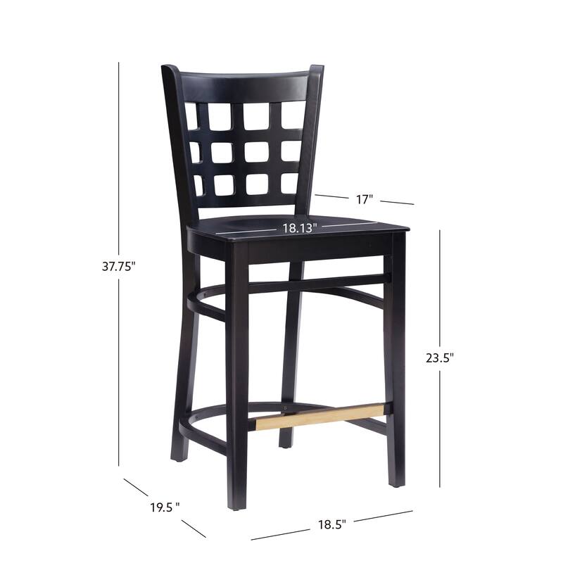 Linon Levan Counter Stool Black Wood Seat Set Of 2