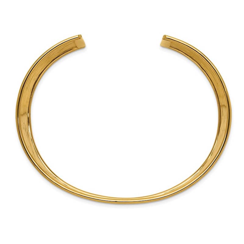 Curata Italian 14k Yellow Gold 37mm Wide Hammered Cuff Bangle Bracelet