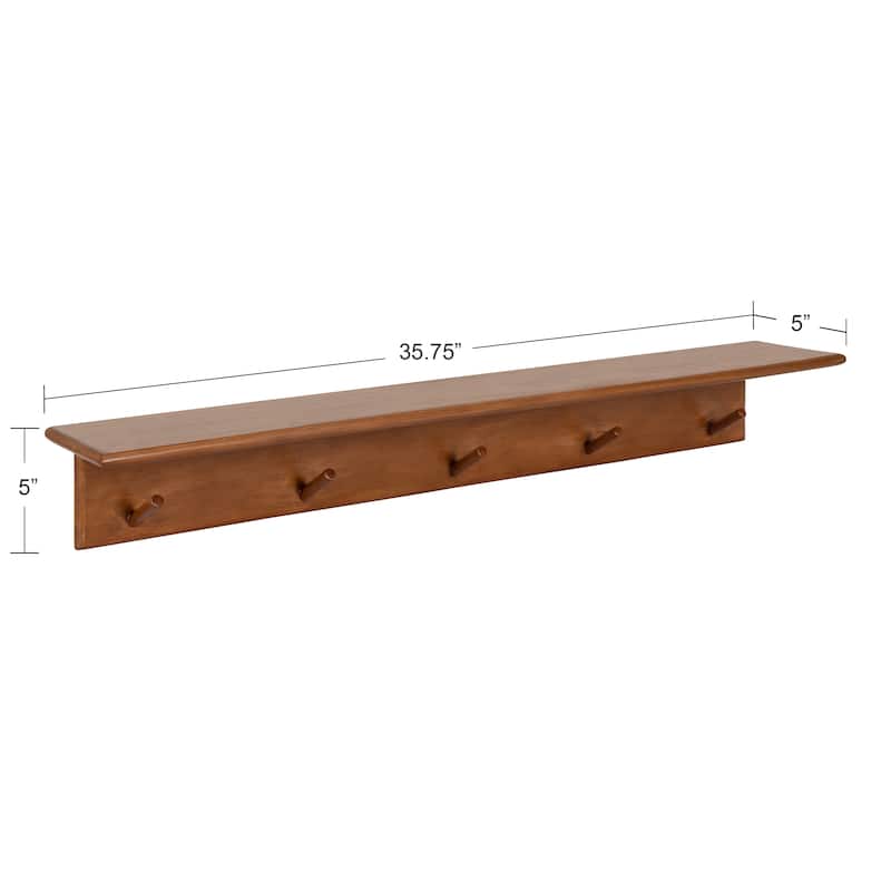 Kate and Laurel Alta Floating Wood Shelf with 5 Posts