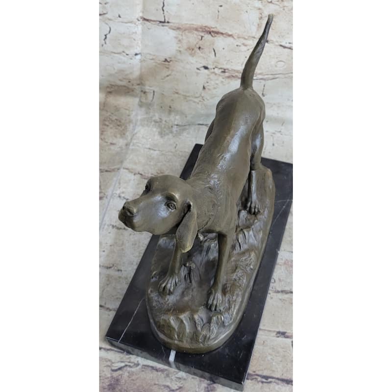 Hunting Imitative Dog Imitative Wolfhound Bronze Marble Statue Bookend Sculpture Artwork Gift Sale