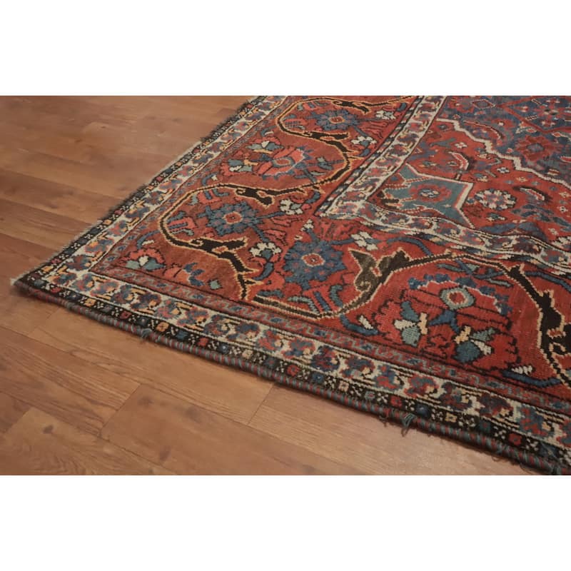 Hand Knotted Oriental 100% Wool Carpet Traditional Floral Navy Blue & Blues Qashqai Area Rug - 10' 2'' X 7' 6''