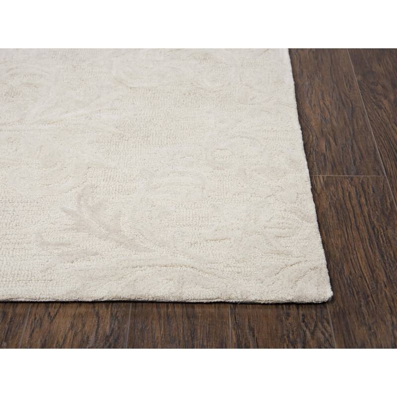 Alora Decor Emerson Neutral Ivory Damask Hand-tufted Wool Rug