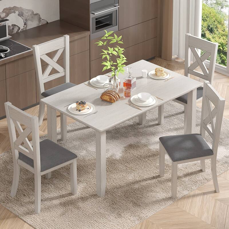 59 Inch Modern Wood Dining Table, Solid Wood Rectangular Dining Table for Kitchen
