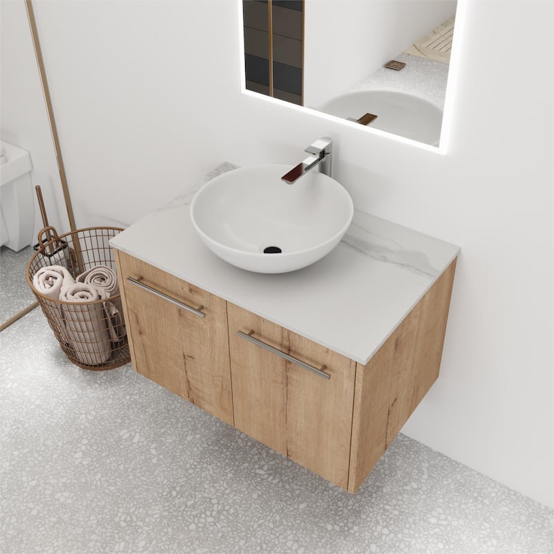 Bathroom Vanity With Sink In 24/30 Inch, Floating Bathroom Vanity With Soft Close Door - 29.5"W x 18.9"D - IMO with sink-321