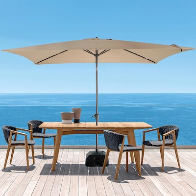 10’ x 6.5’ Tilt and Crank Rectangular Patio Umbrella with Base Stand
