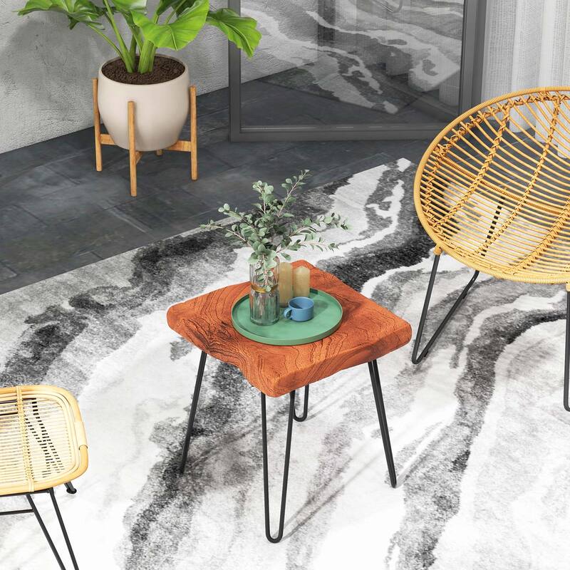Costway Square End Table Accent Side Table Reclaimed Indonesia Teak
