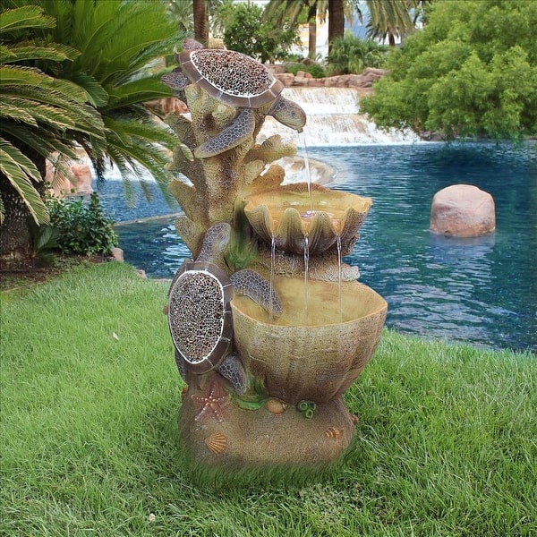 slide 2 of 9, Design Toscano Turtle Cove Cascading Sculptural Fountain
