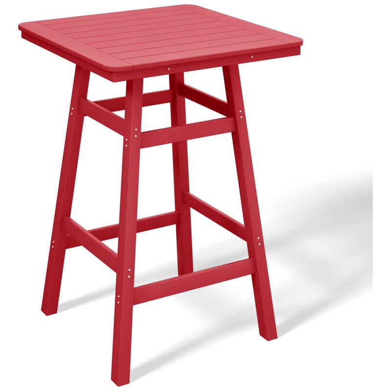 Laguna Hdpe All Weather Outdoor Patio 30" Square Bar Table - Red