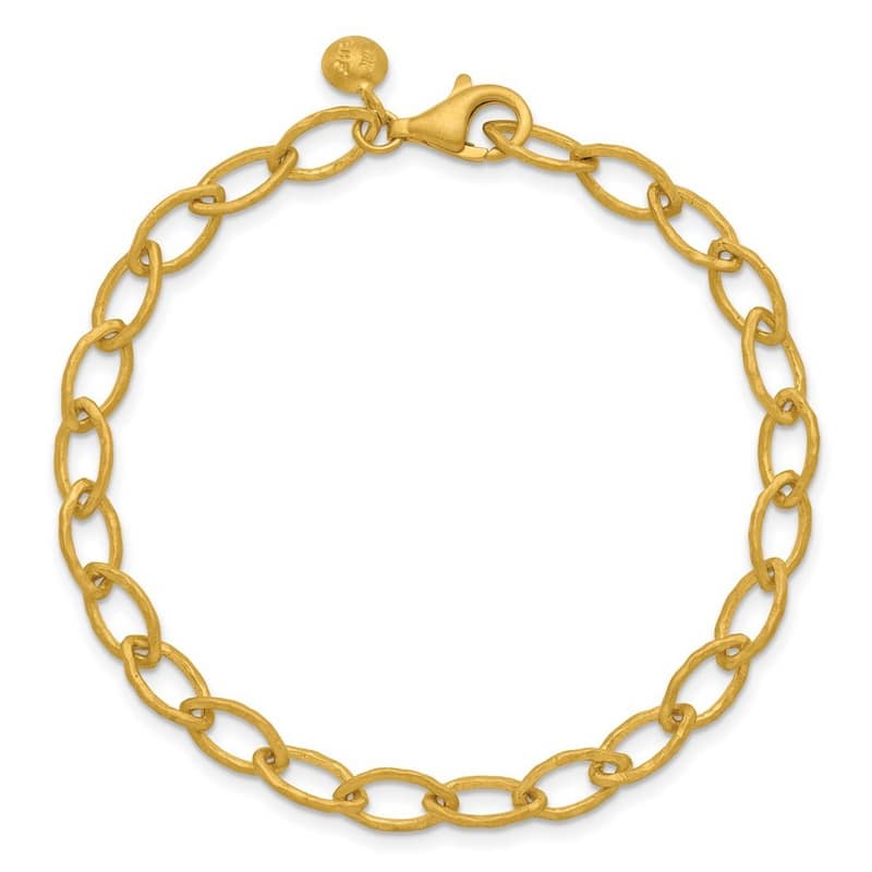 Curata Solid 18k Yellow Gold Italian 8" 6mm Solid Satin Fancy Link Bracelet