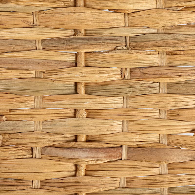 Household Essentials Handwoven Water Hyacinth Tray Set with Wood Handles, Set of 2