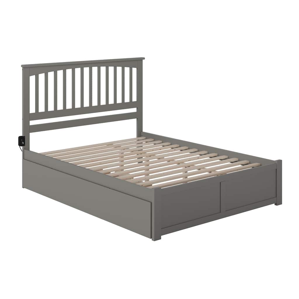 Urban Upmarket Grey Platform Bed - Twin XL Trundle, Footboard, 800lb Capacity, HomeStock