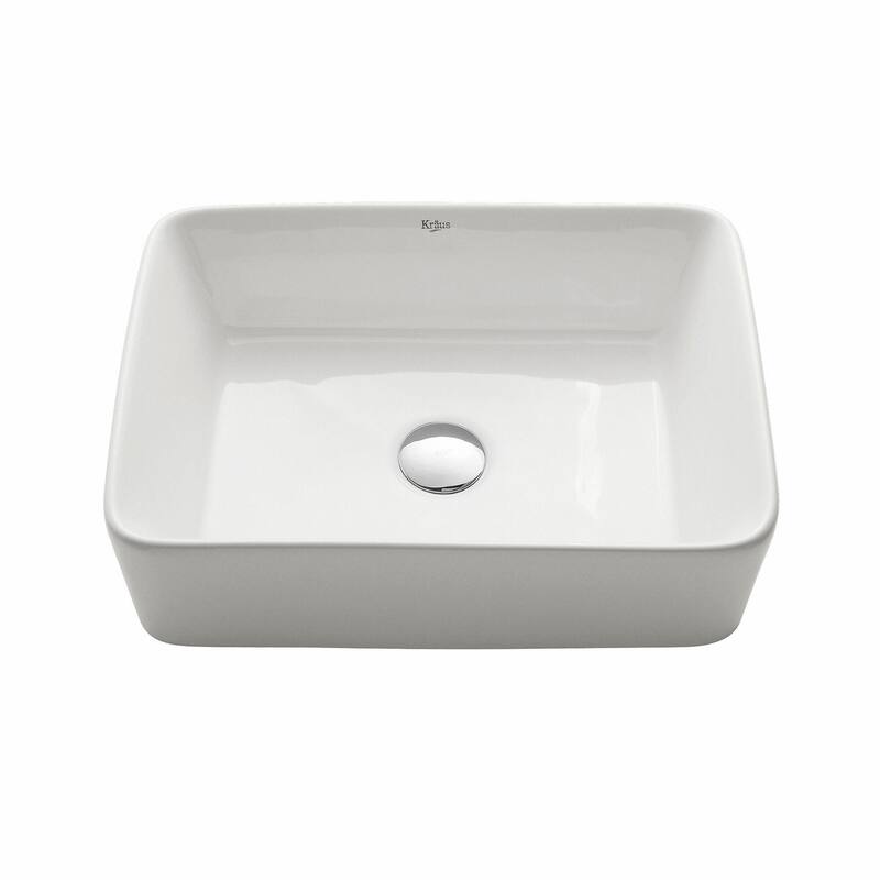 Kraus 18-3/4" Ceramic Vessel Bathroom Sink - Includes Pop-Up Drain