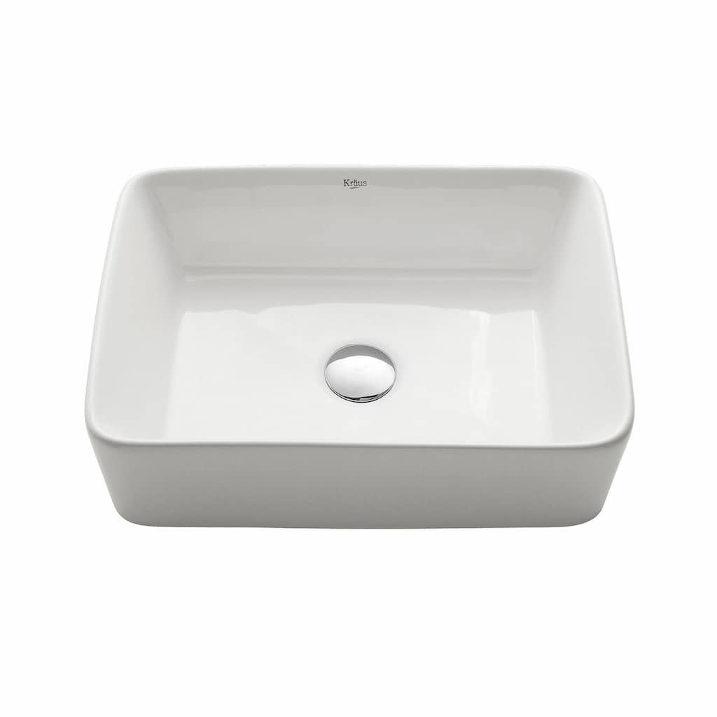 Kraus 18-3/4" Ceramic Vessel Bathroom Sink - Includes Pop-Up Drain