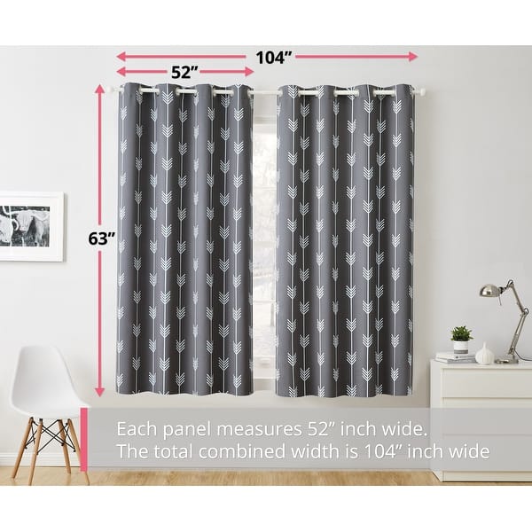 dimension image slide 1 of 4, HLC.me Arrow Thermal Room Darkening Blackout Energy Efficient Window Curtain Grommet Panels - Set of 2