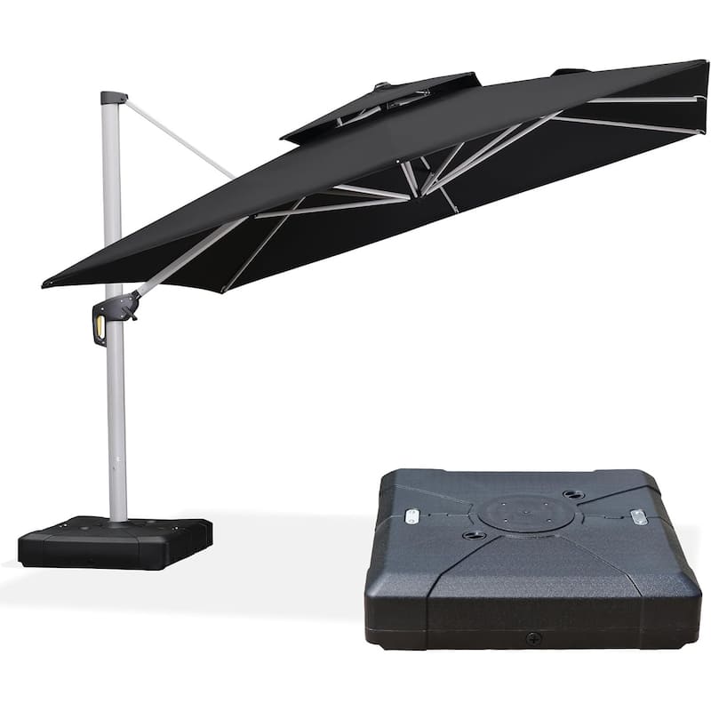 PURPLE LEAF 12 ft Double Top Deluxe Square Patio Cantilever Umbrella